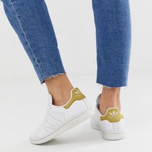 Adidas white and yellow Stan Smith sneakers